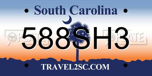 588SH3 South Carolina License Plate
