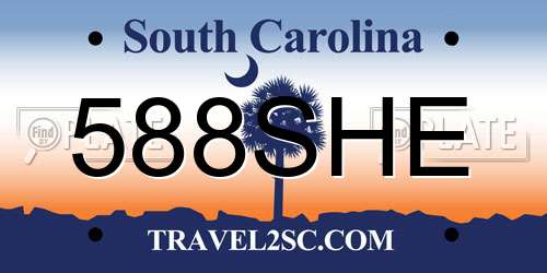 588SHE South Carolina License Plate