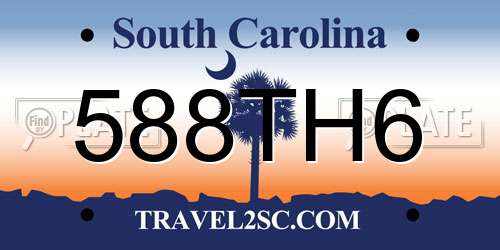588TH6 South Carolina License Plate