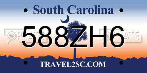 588ZH6 South Carolina License Plate