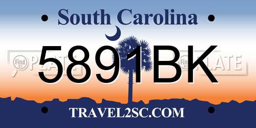 5891BK South Carolina License Plate