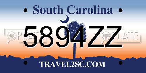 5894ZZ South Carolina License Plate