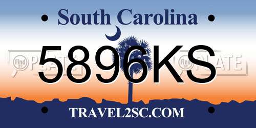 5896KS South Carolina License Plate