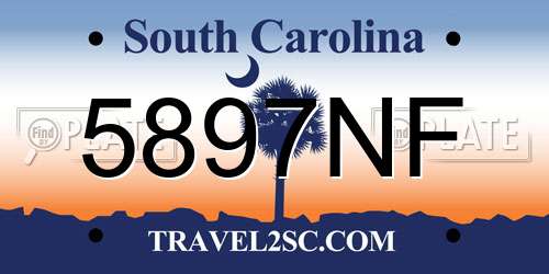 5897NF South Carolina License Plate