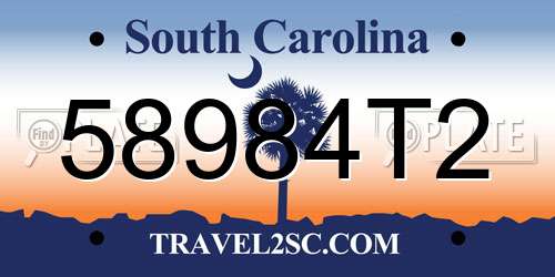 58984T2 South Carolina License Plate