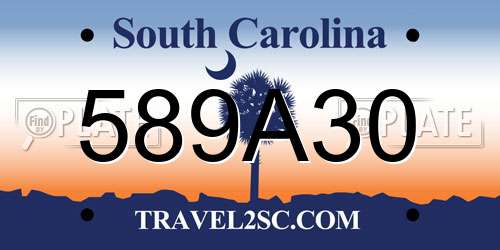 589A30 South Carolina License Plate