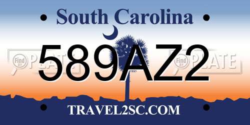 589AZ2 South Carolina License Plate
