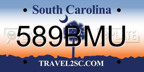589BMU South Carolina License Plate