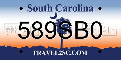 589SB0 South Carolina License Plate