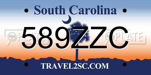 589ZZC South Carolina License Plate