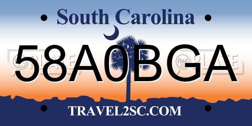 58A0BGA South Carolina License Plate