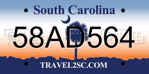 58AD564 South Carolina License Plate