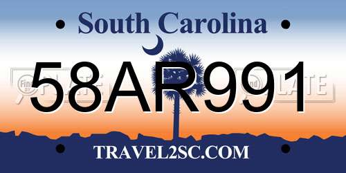 58AR991 South Carolina License Plate