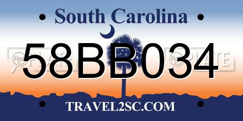 58BB034 South Carolina License Plate
