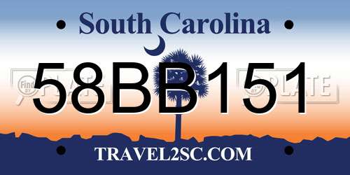 58BB151 South Carolina License Plate