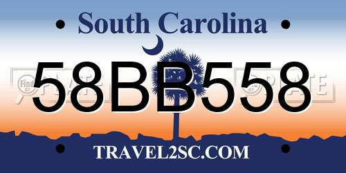 58BB558 South Carolina License Plate