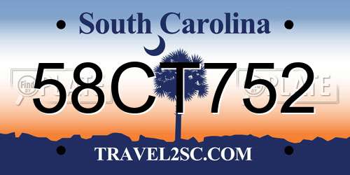 58CT752 South Carolina License Plate