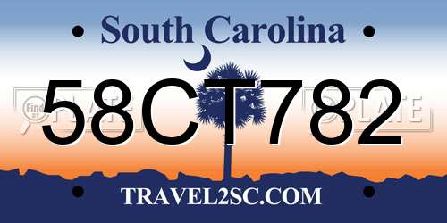 58CT782 South Carolina License Plate