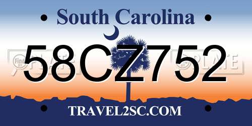 58CZ752 South Carolina License Plate