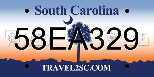 58EA329 South Carolina License Plate