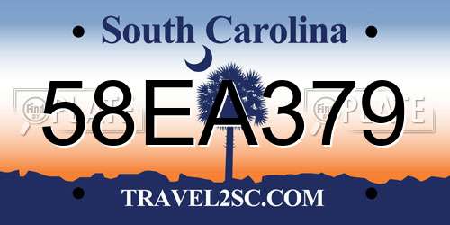 58EA379 South Carolina License Plate