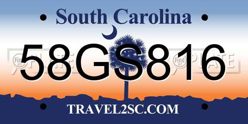 58GS816 South Carolina License Plate