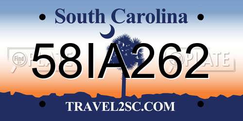 58IA262 South Carolina License Plate