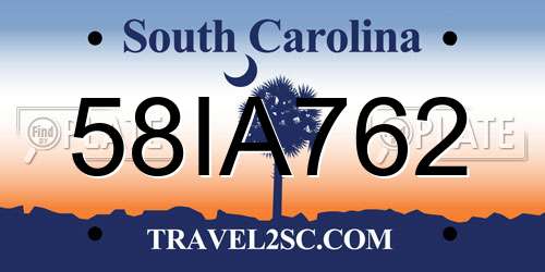 58IA762 South Carolina License Plate