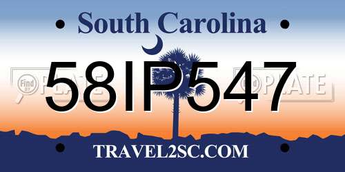 58IP547 South Carolina License Plate