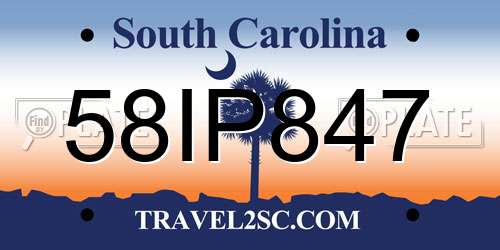 58IP847 South Carolina License Plate