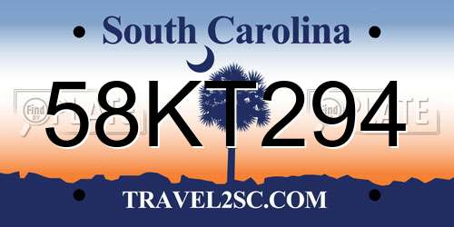 58KT294 South Carolina License Plate