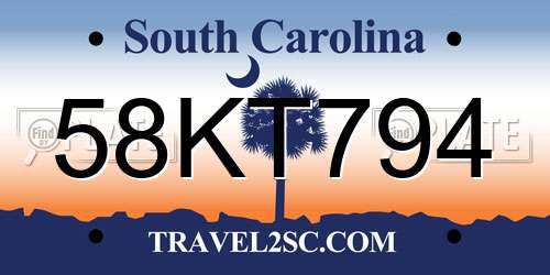58KT794 South Carolina License Plate