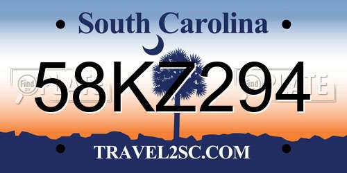 58KZ294 South Carolina License Plate