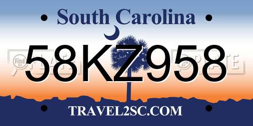58KZ958 South Carolina License Plate
