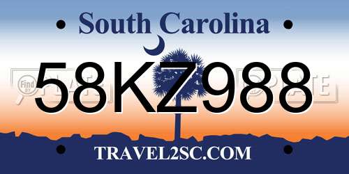 58KZ988 South Carolina License Plate