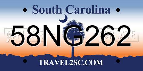58NG262 South Carolina License Plate