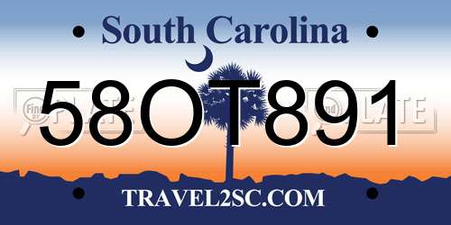 58OT891 South Carolina License Plate