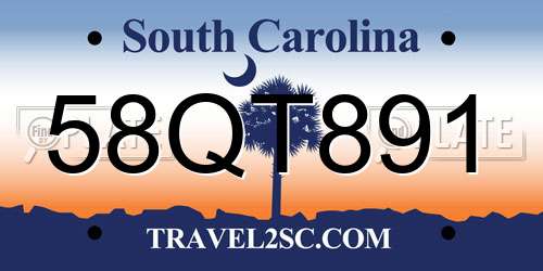 58QT891 South Carolina License Plate