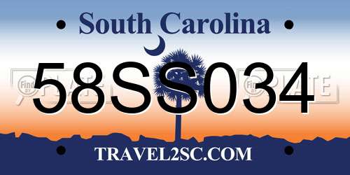 58SS034 South Carolina License Plate