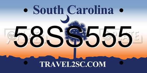 58SS555 South Carolina License Plate