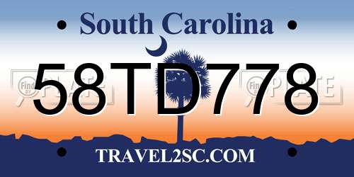 58TD778 South Carolina License Plate