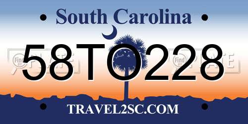 58TO228 South Carolina License Plate