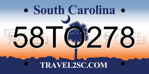 58TO278 South Carolina License Plate