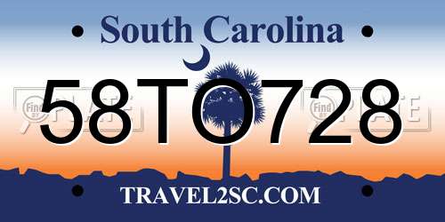 58TO728 South Carolina License Plate