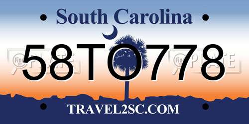 58TO778 South Carolina License Plate