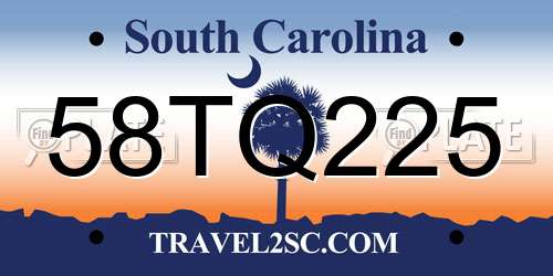 58TQ225 South Carolina License Plate