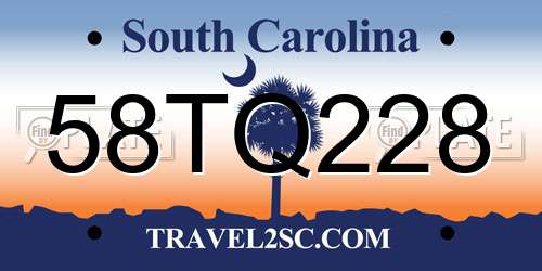 58TQ228 South Carolina License Plate