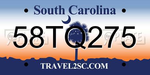 58TQ275 South Carolina License Plate