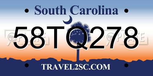 58TQ278 South Carolina License Plate
