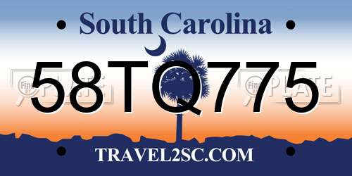 58TQ775 South Carolina License Plate